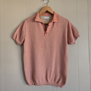 AdB69 For Umberto Carro Polo Shirt Textured Orange Men's S Classic Preppy Italy